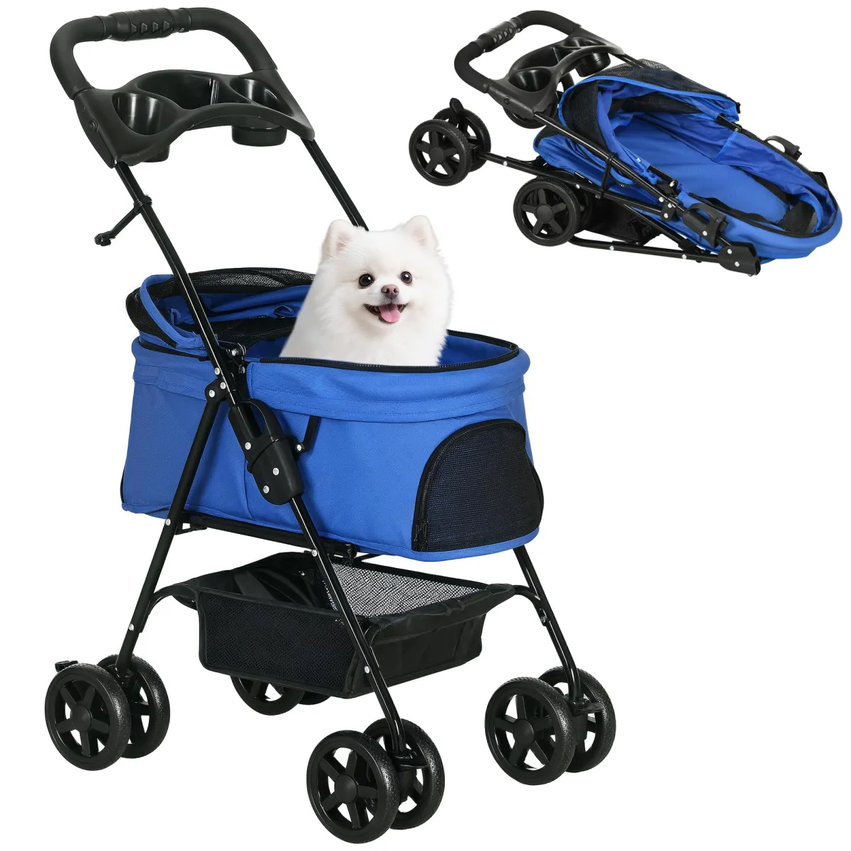 PawHut cochecito para perros pequenos con ruedas universales