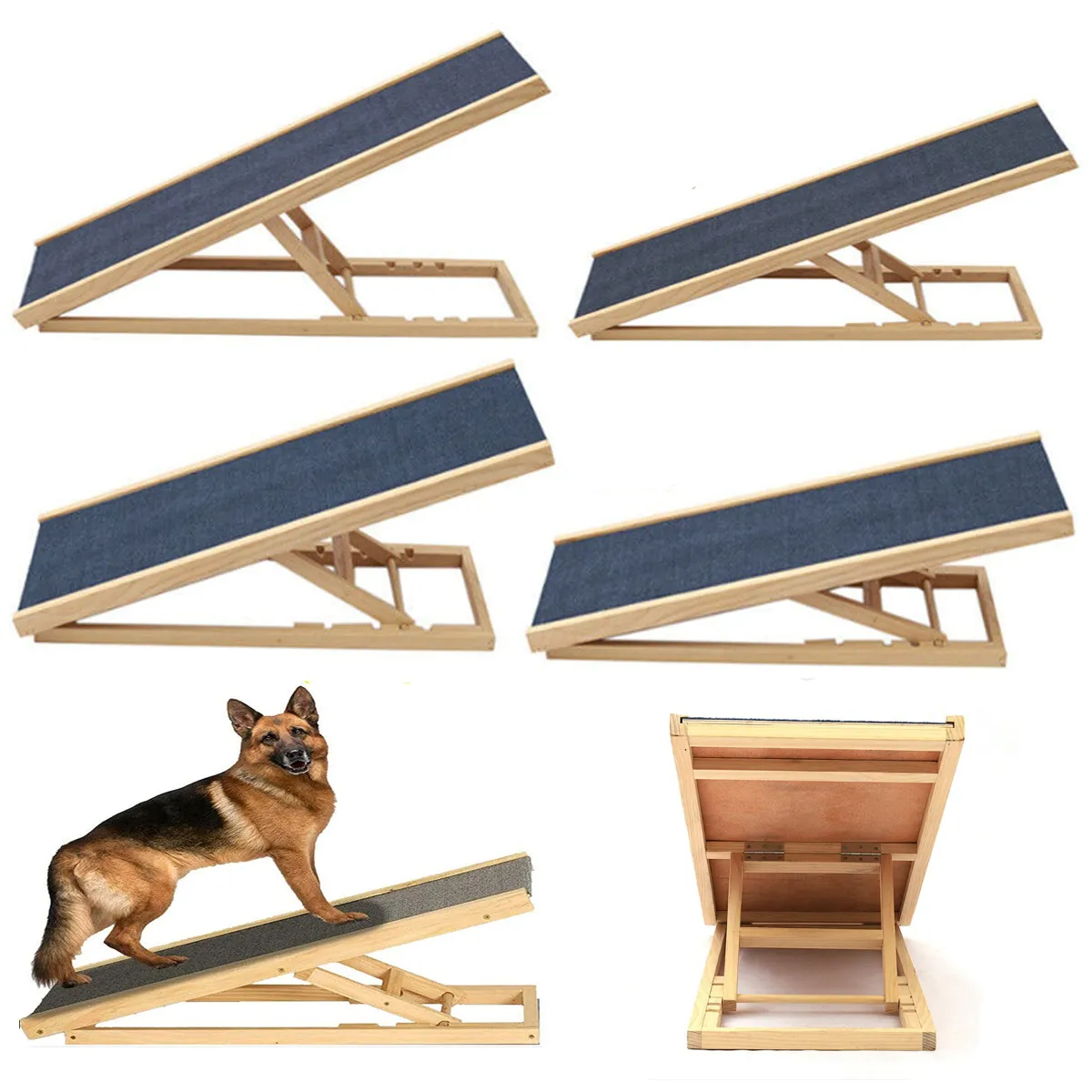 Starbest Rampa de madera plegable 4 escalones regulables