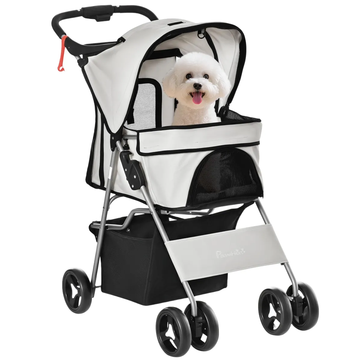 PawHut Cochecito para perros con toldo ajustable y cesta