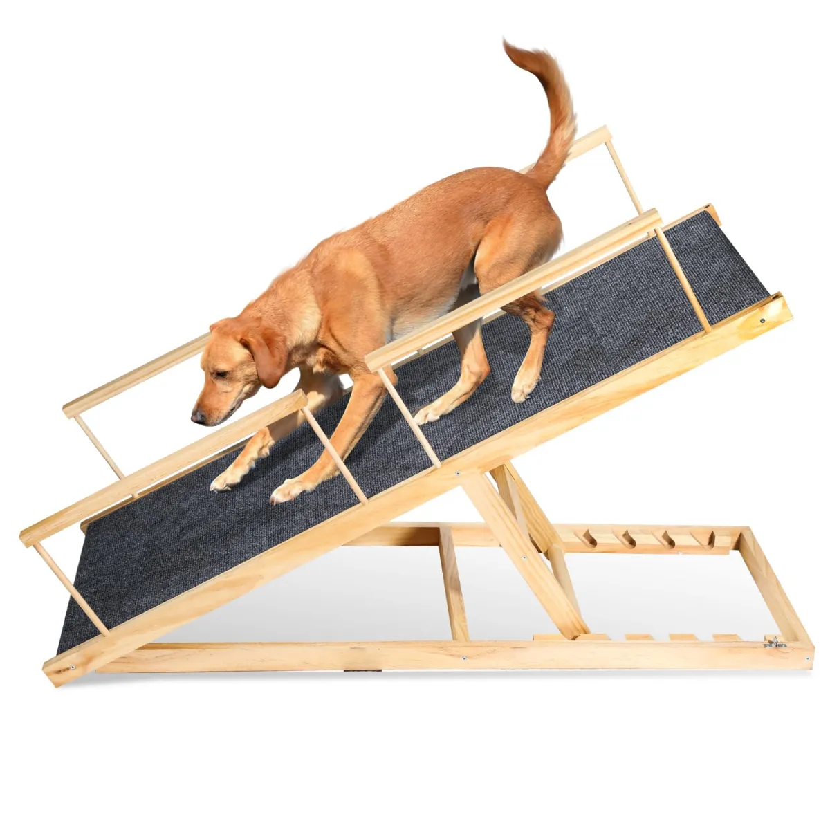 Sonnewelt Rampa de madera maciza ajustable para mascotas (hasta 90 kg)