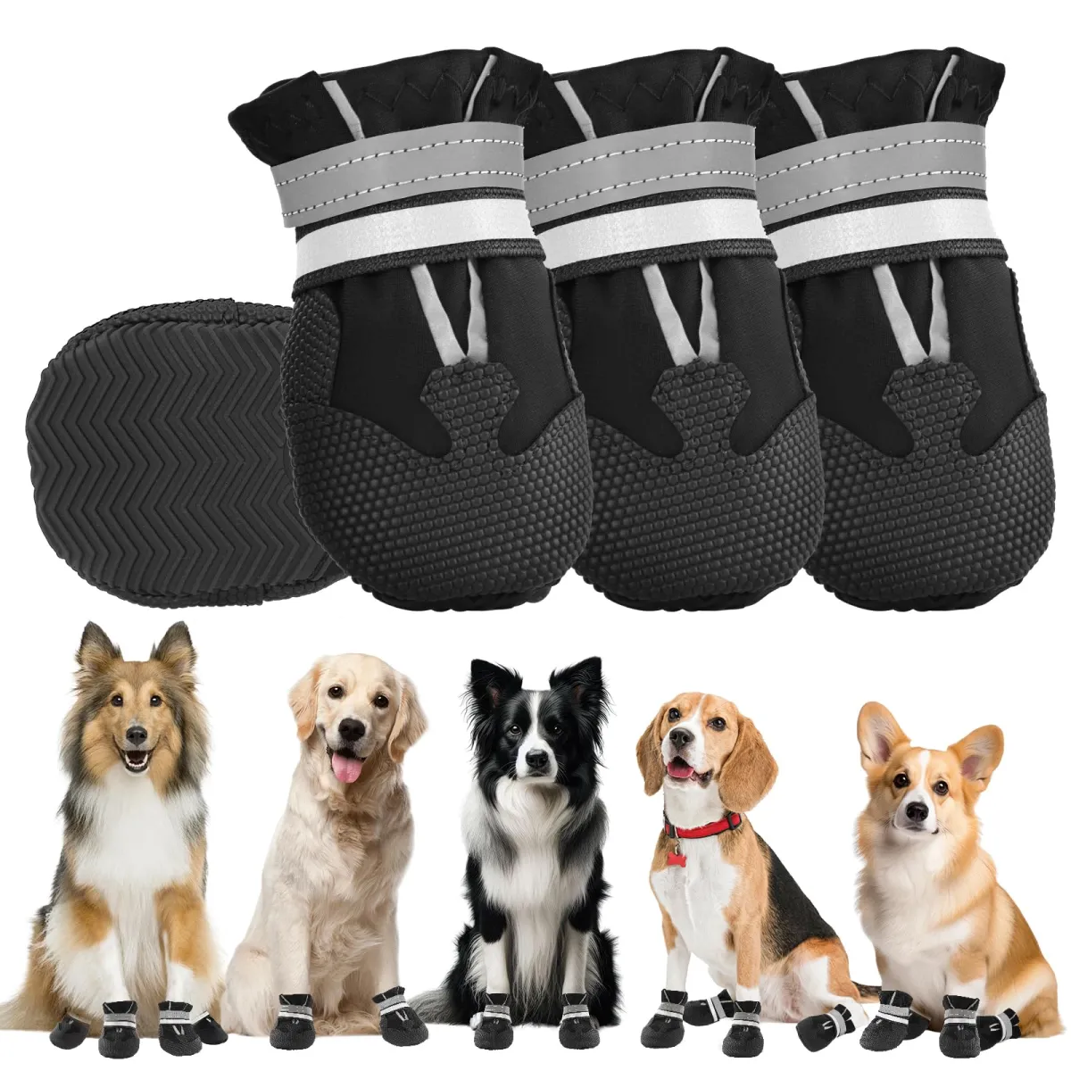 QKURT Botas de 4 piezas impermeables con suela de goma