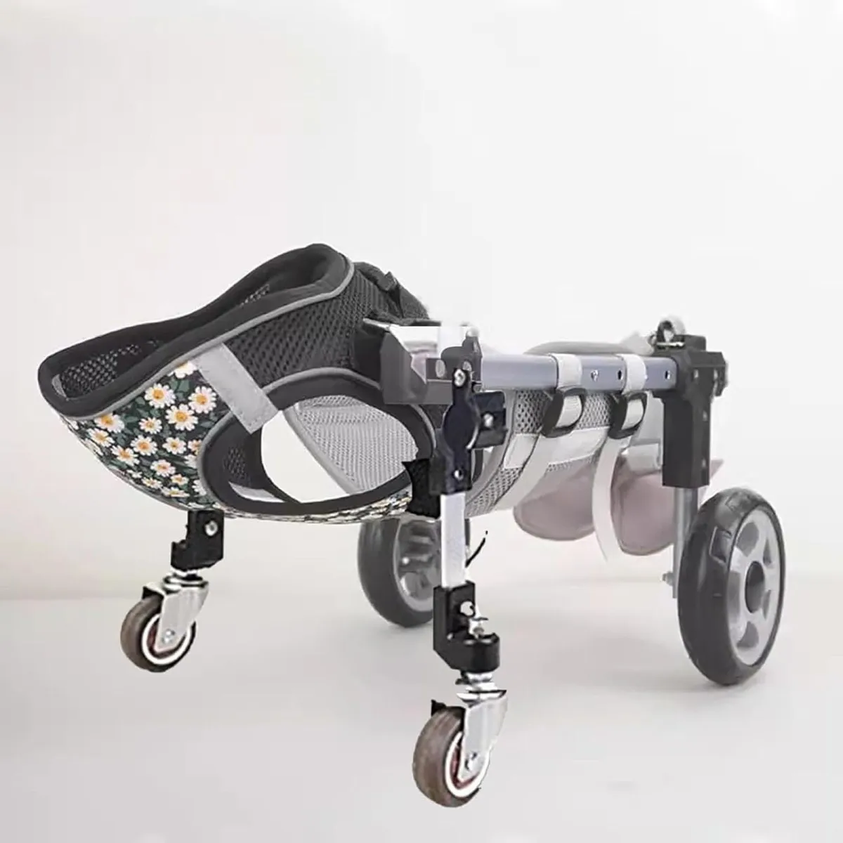 Silla de ruedas de 4 ruedas para patas delanteras y traseras