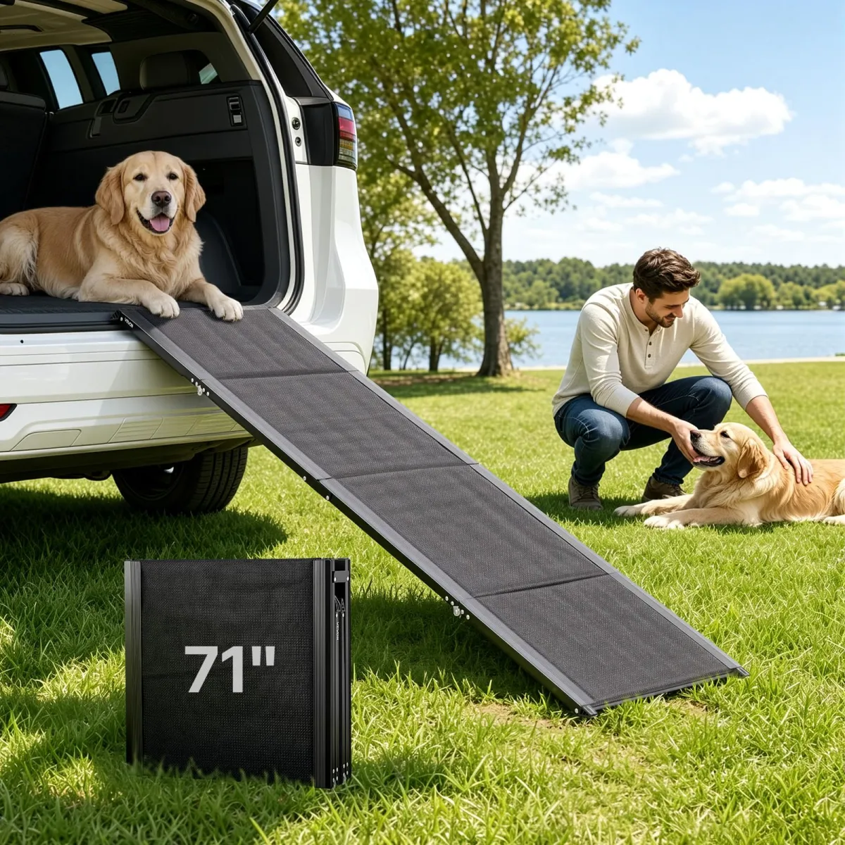 VEVOR Rampa plegable de aluminio con superficie Oxford (180x50,8)