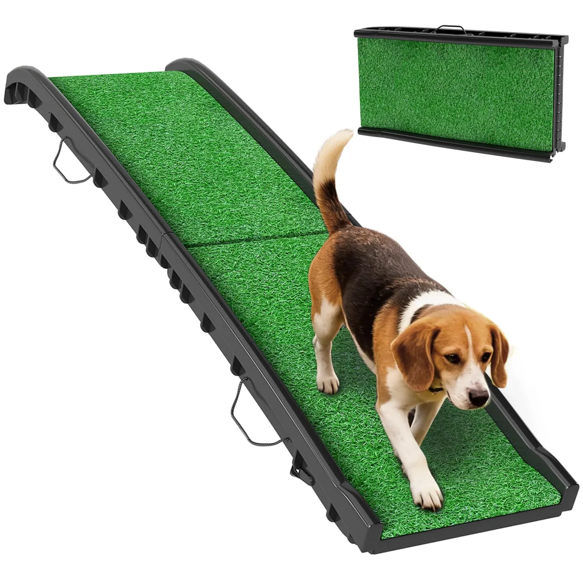 PawHut Rampa plegable con superficie de cesped artificial (155x39)
